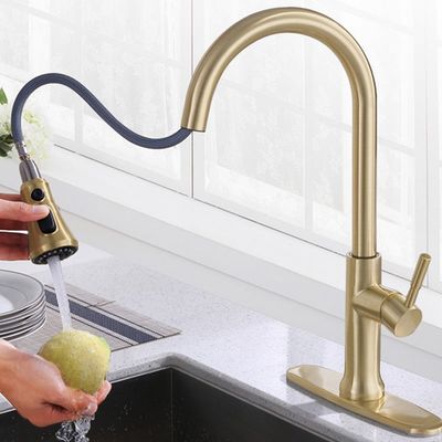 نحى الذهب SUS304 خلاط الماء الساخن والبارد 36 درجة صنبور حوض دوار